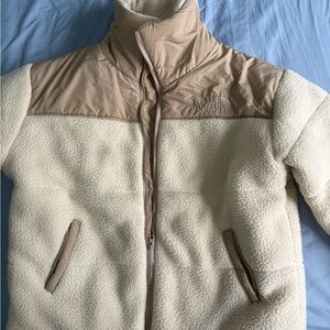 The North Face Cream and Tan Sherpa Puffer Jacket